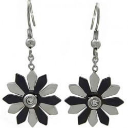 Anting SilverBlack Flower