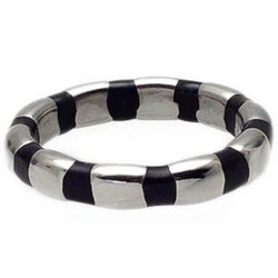 Cincin Unisex SilverBlack Stripe