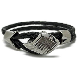 Gelang Kulit Black Wing Cuff