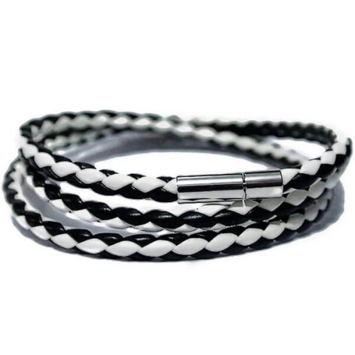 Jual Gelang Kulit BlackWhite Twisted Jual Gelang Kulit Jual Gelang