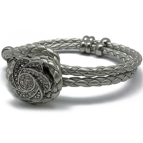 Jual Gelang Kulit Silver Flowery Jual Gelang Kulit Jual Gelang