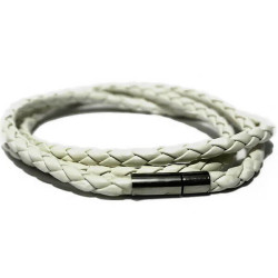 Gelang Kulit White Twisted