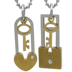 Kalung Couple Gold Lock Love