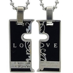 Kalung Couple Black Cross Love